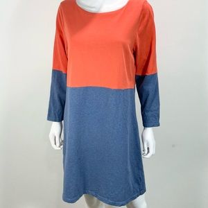Boden Shift Orange And Blue Color Blok Knit‎ Dress Size 12